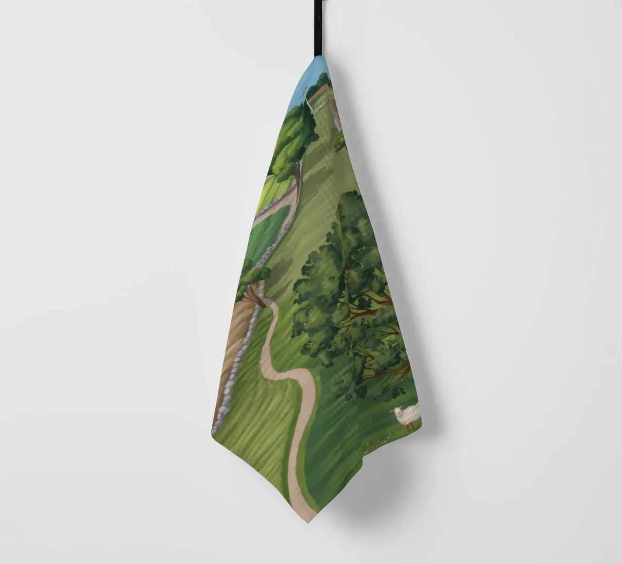 Vue sur les terres agricoles en patchwork torchon de Silk Palette