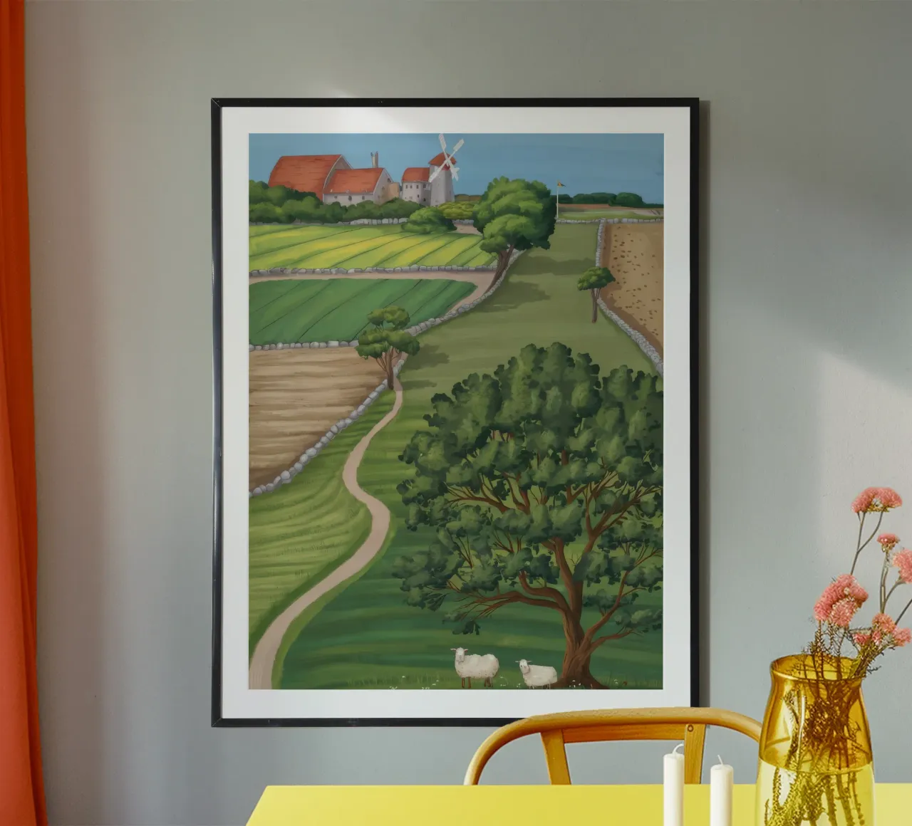 Vue sur les terres agricoles en patchwork hahnemühle de Silk Palette
