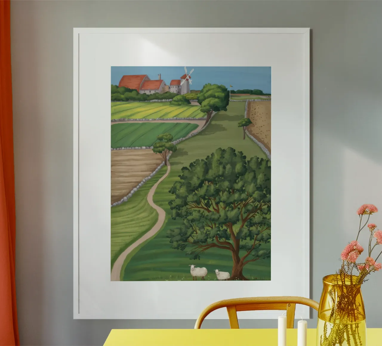 Vue sur les terres agricoles en patchwork hahnemühle de Silk Palette