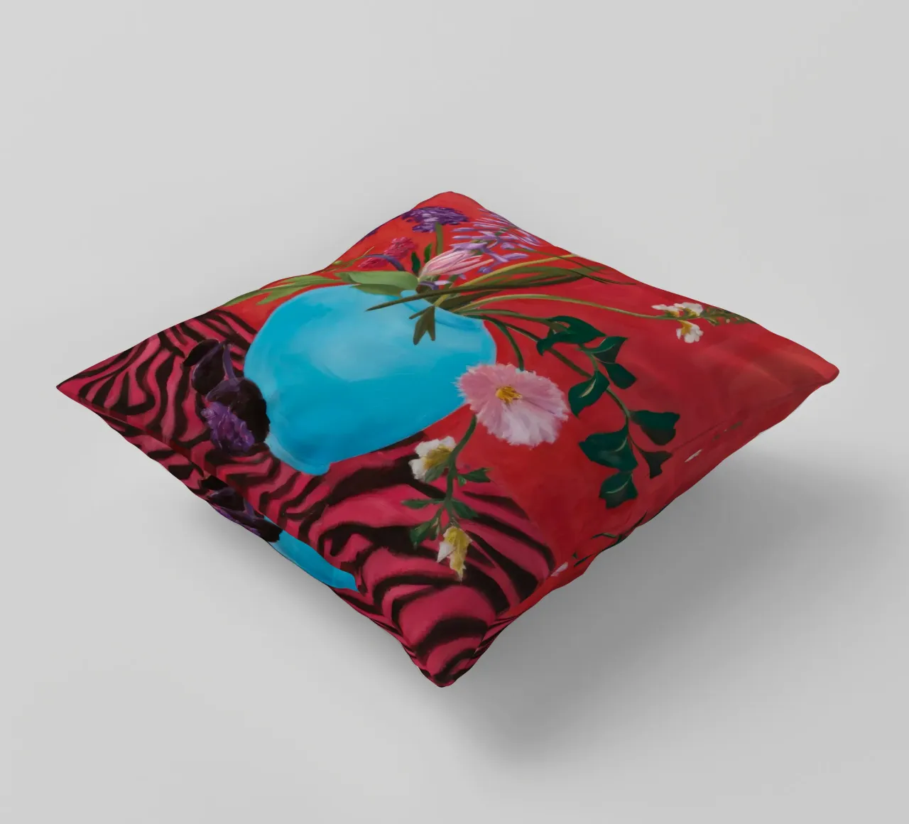 Azure Bloom Zebra cuscino da Opal Strokes