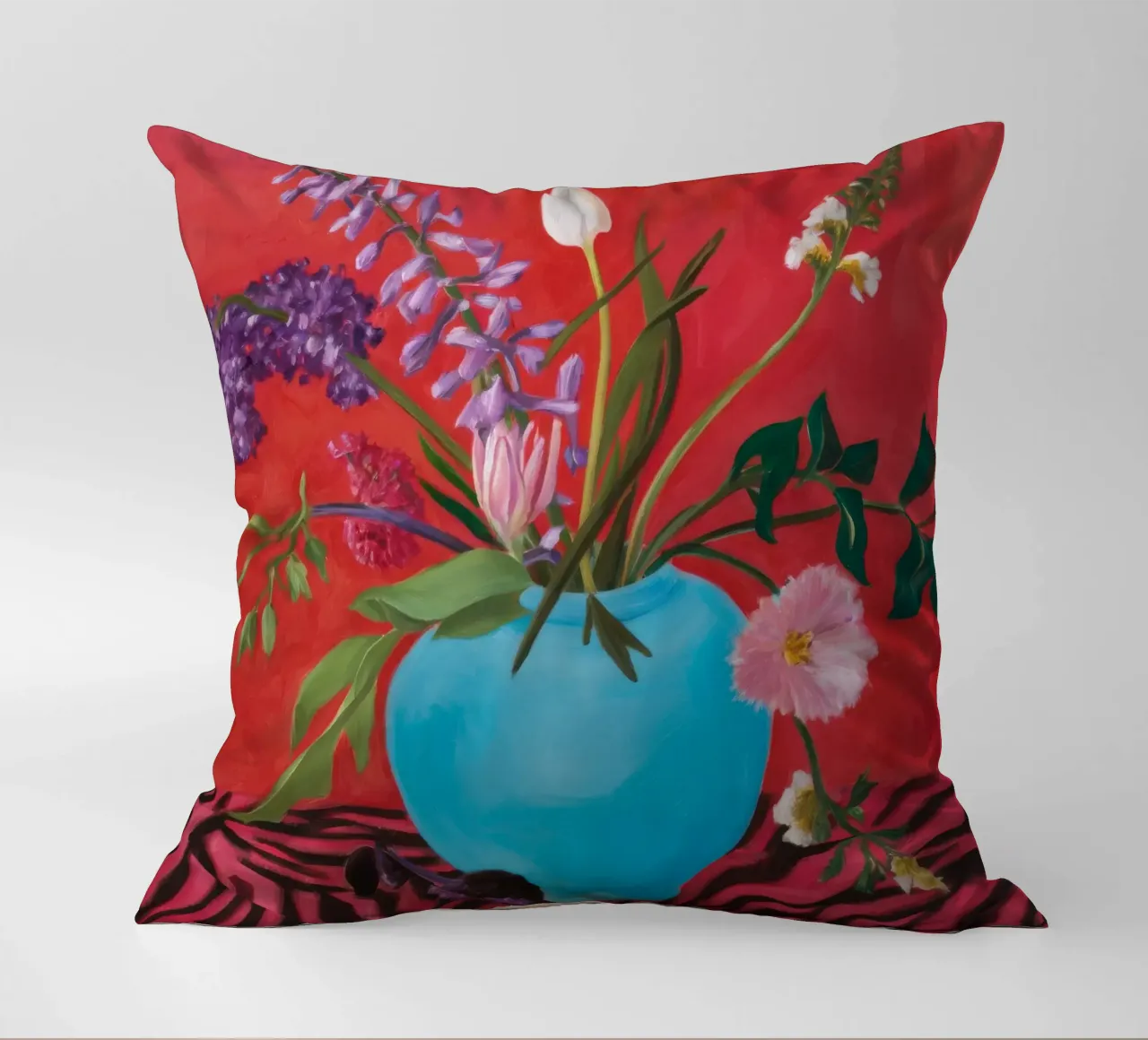 Azure Bloom Zebra cuscino da Opal Strokes