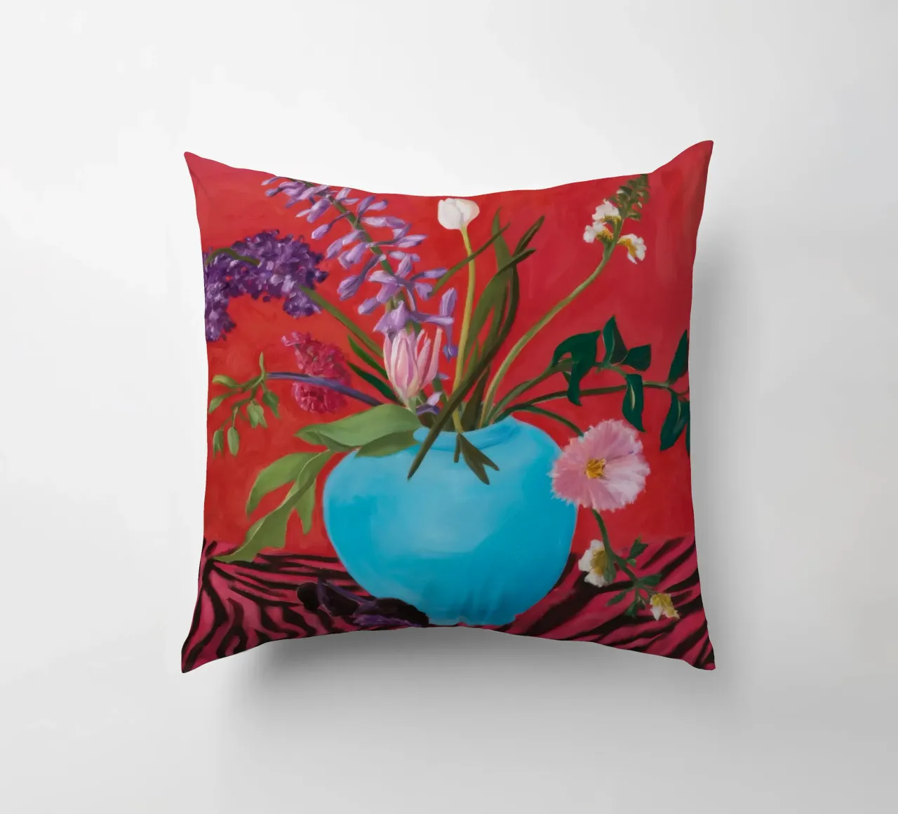 Azure Bloom Zebra cuscino da Opal Strokes