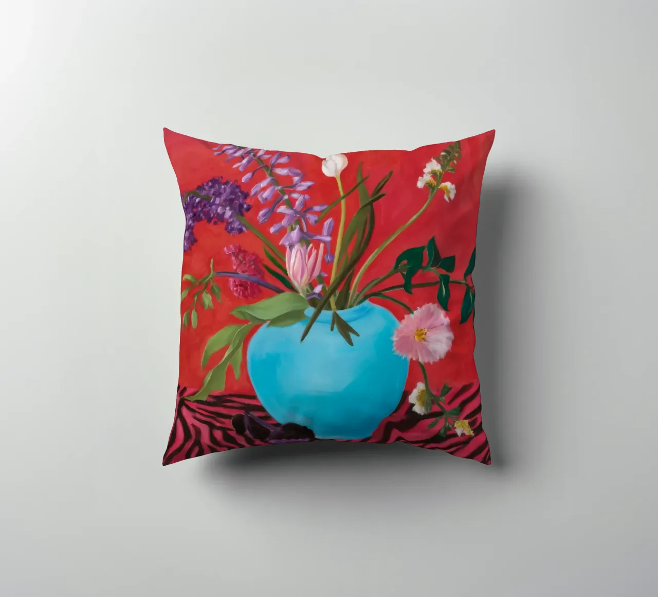 Azure Bloom Zebra cuscino da Opal Strokes