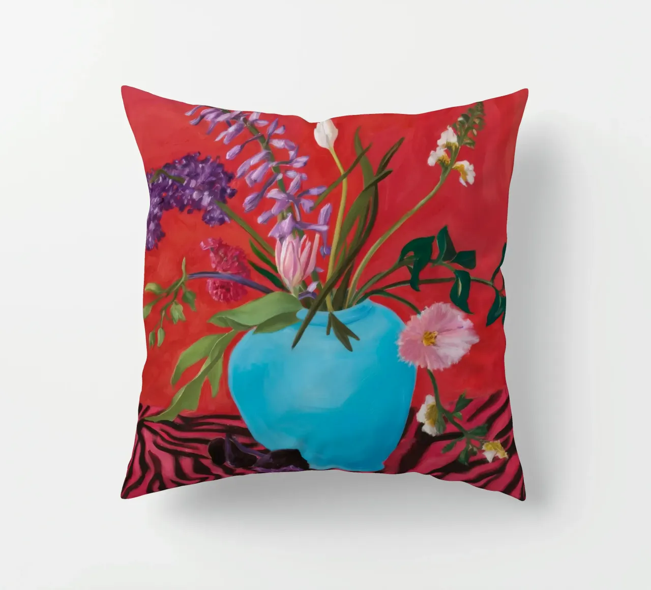 Azure Bloom Zebra cuscino da Opal Strokes