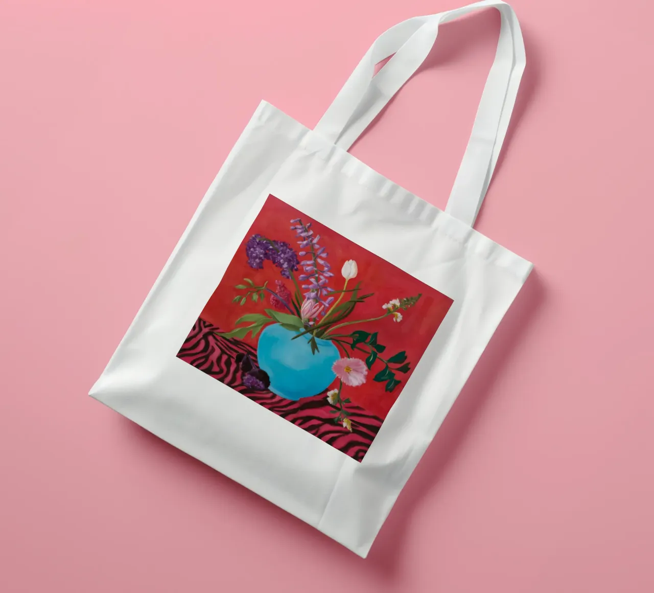 Azure Bloom Zebra borsa in juta da Opal Strokes