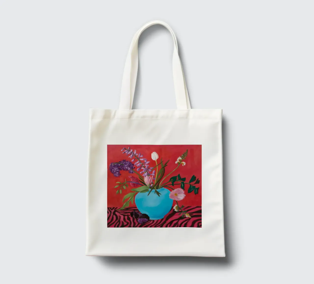Azure Bloom Zebra borsa in juta da Opal Strokes