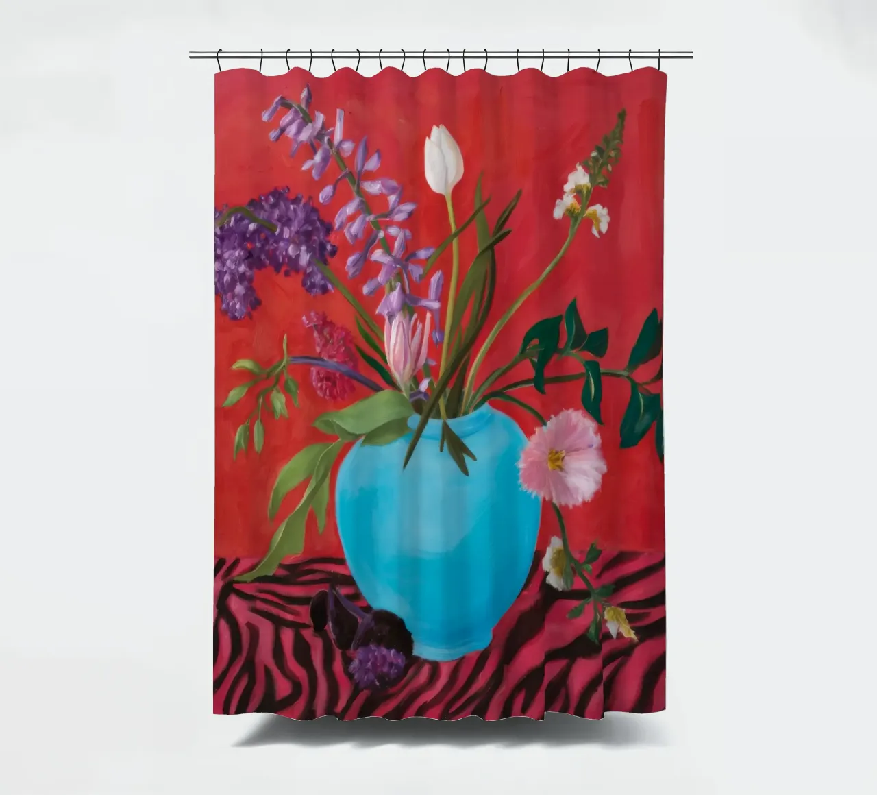 Azure Bloom Zebra tenda da doccia da Opal Strokes