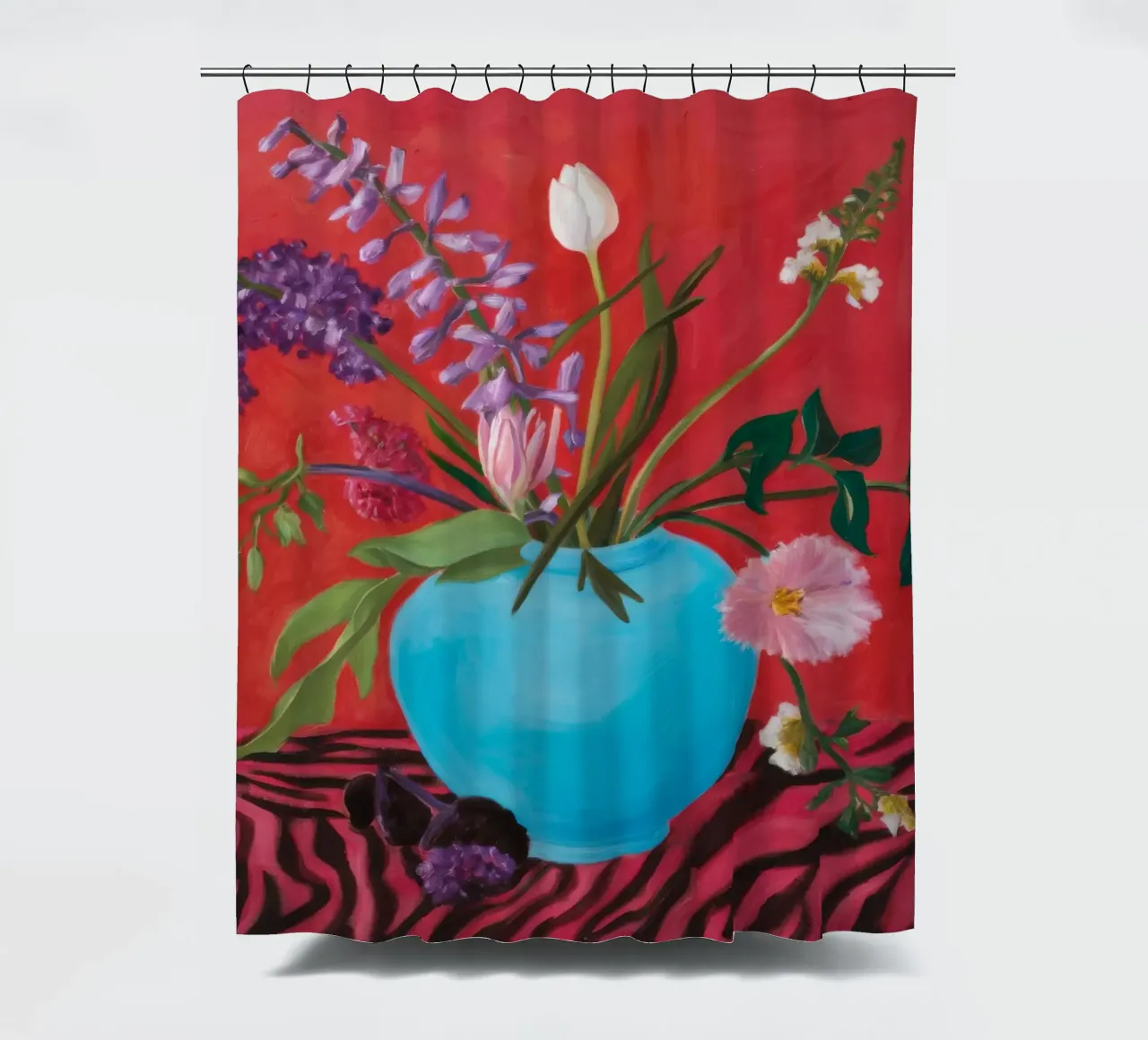 Azure Bloom Zebra tenda da doccia da Opal Strokes
