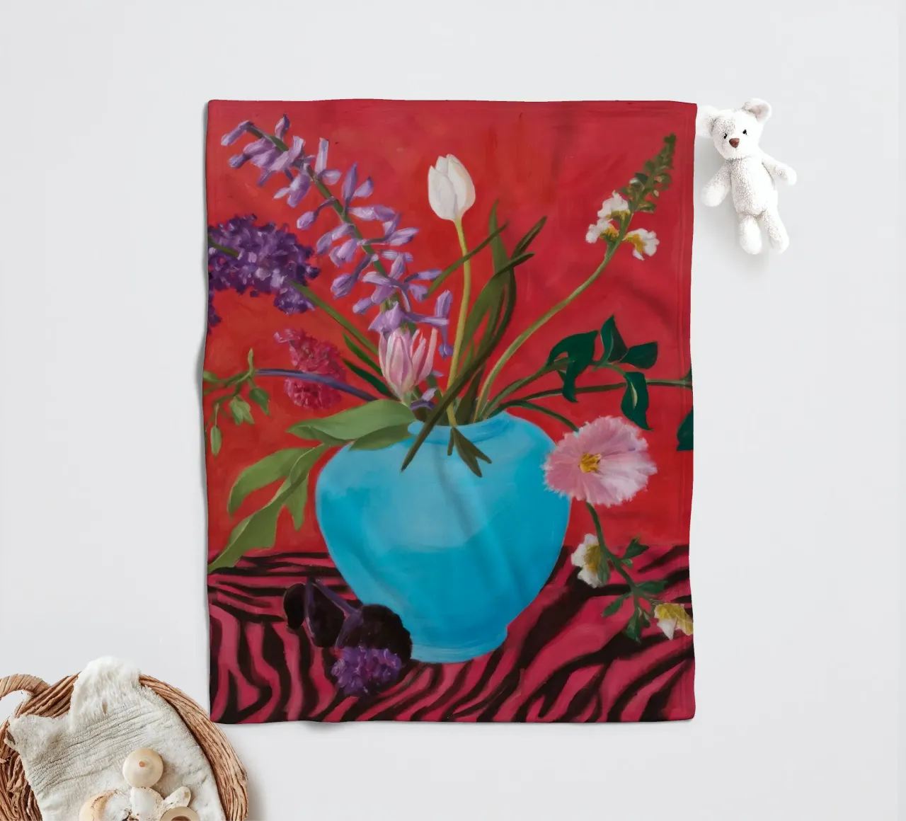 Azure Bloom Zebra coperta in pile da Opal Strokes