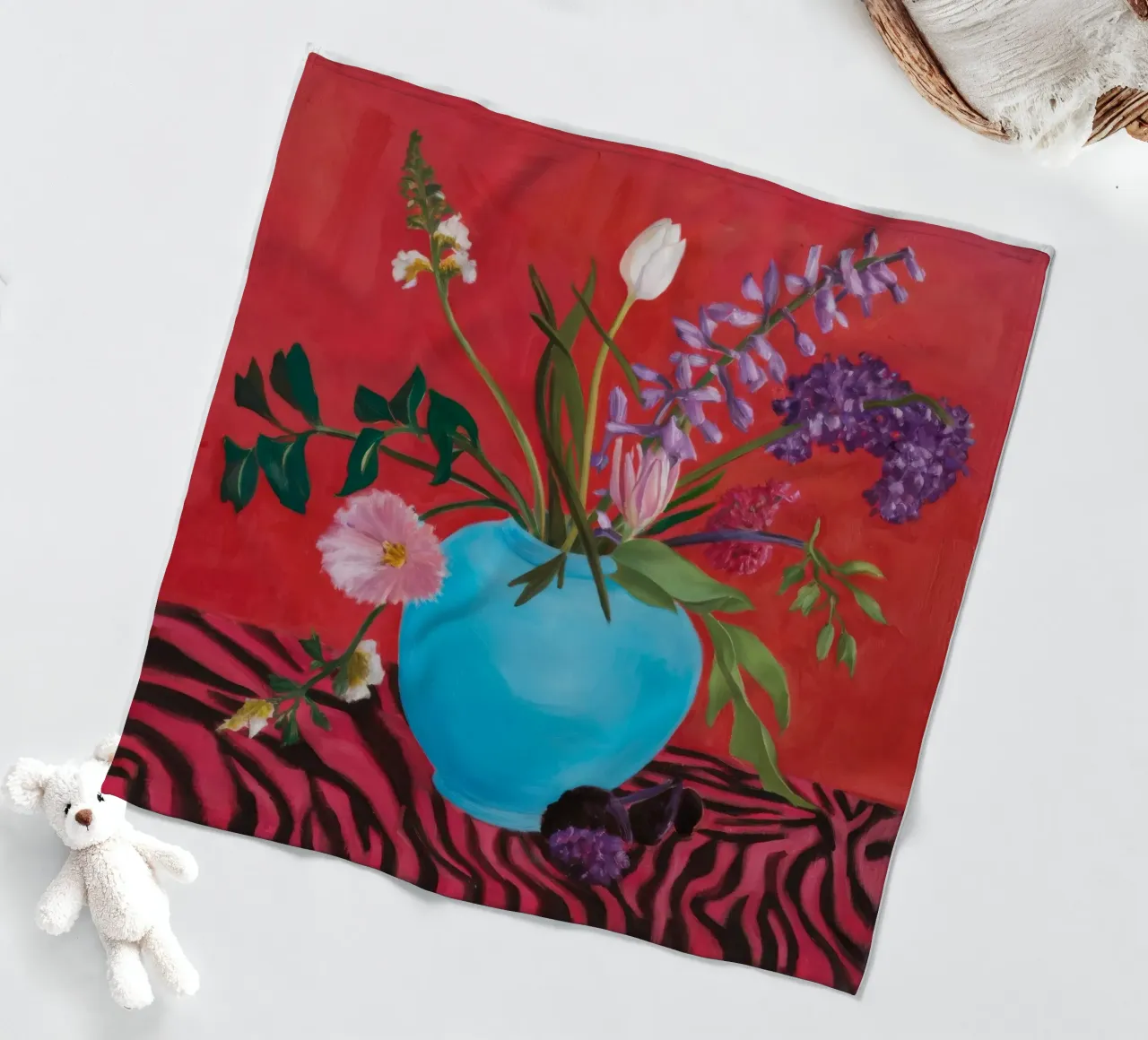 Azure Bloom Zebra coperta in pile da Opal Strokes