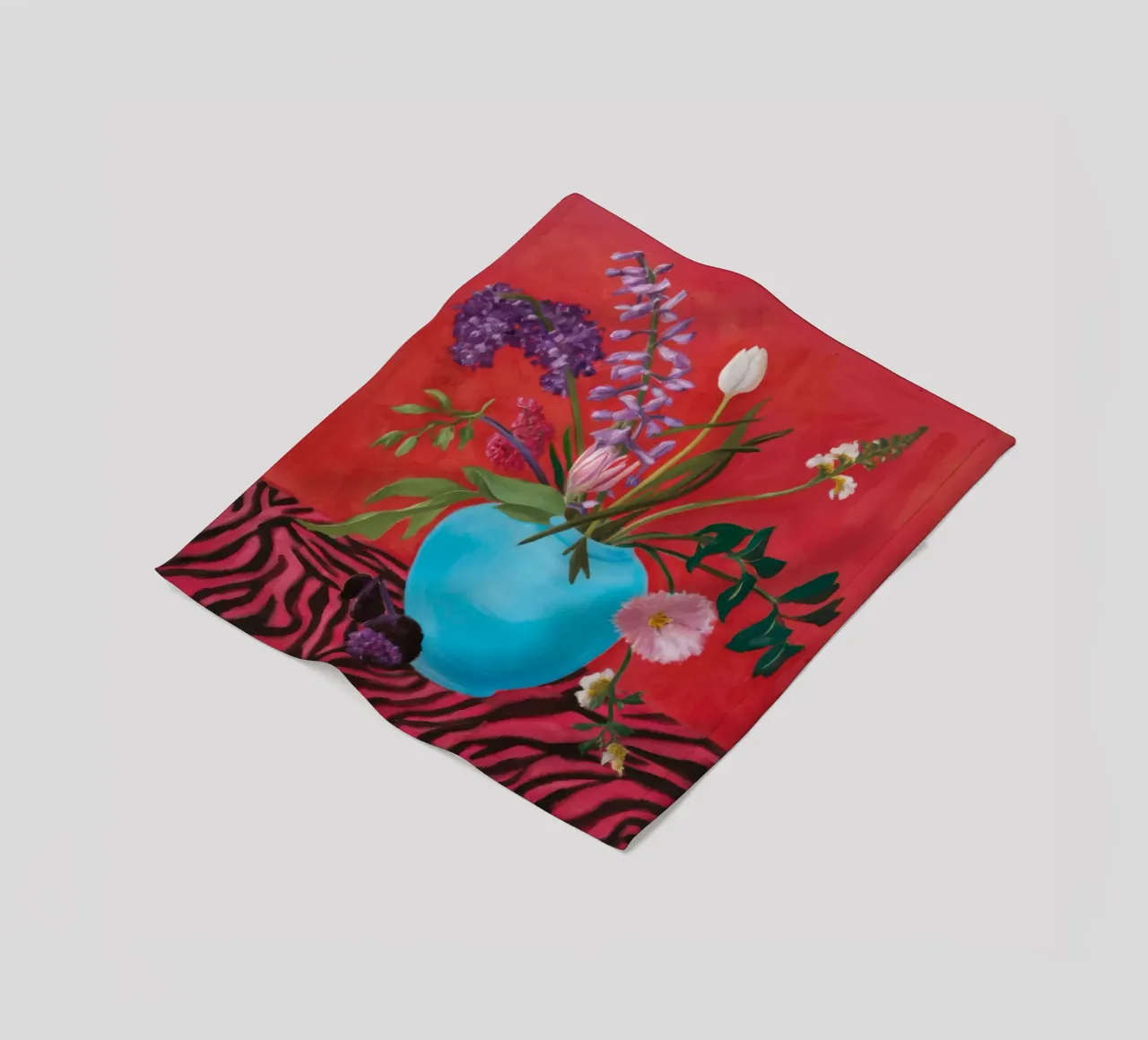 Azure Bloom Zebra coperta in pile da Opal Strokes