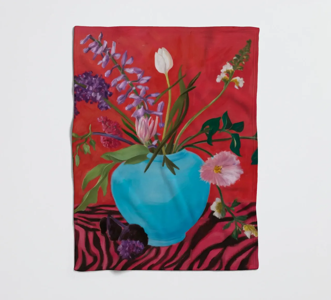 Azure Bloom Zebra coperta in pile da Opal Strokes