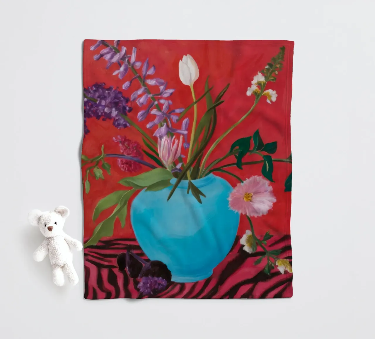 Azure Bloom Zebra coperta in pile da Opal Strokes