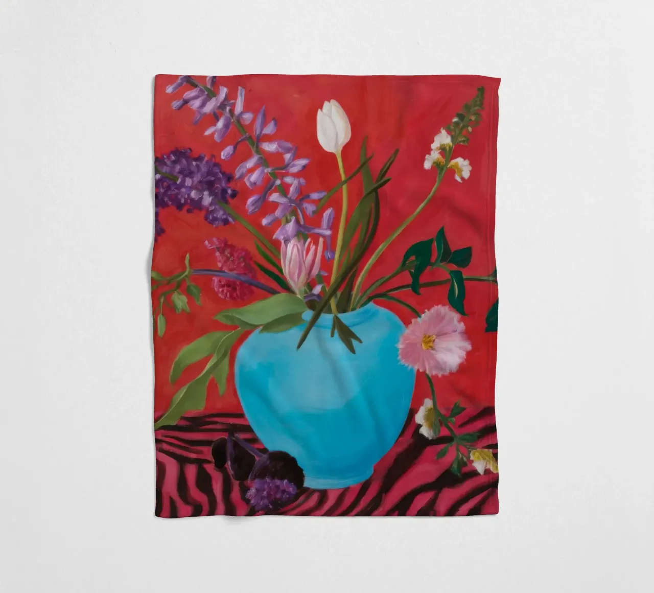 Azure Bloom Zebra coperta in pile da Opal Strokes