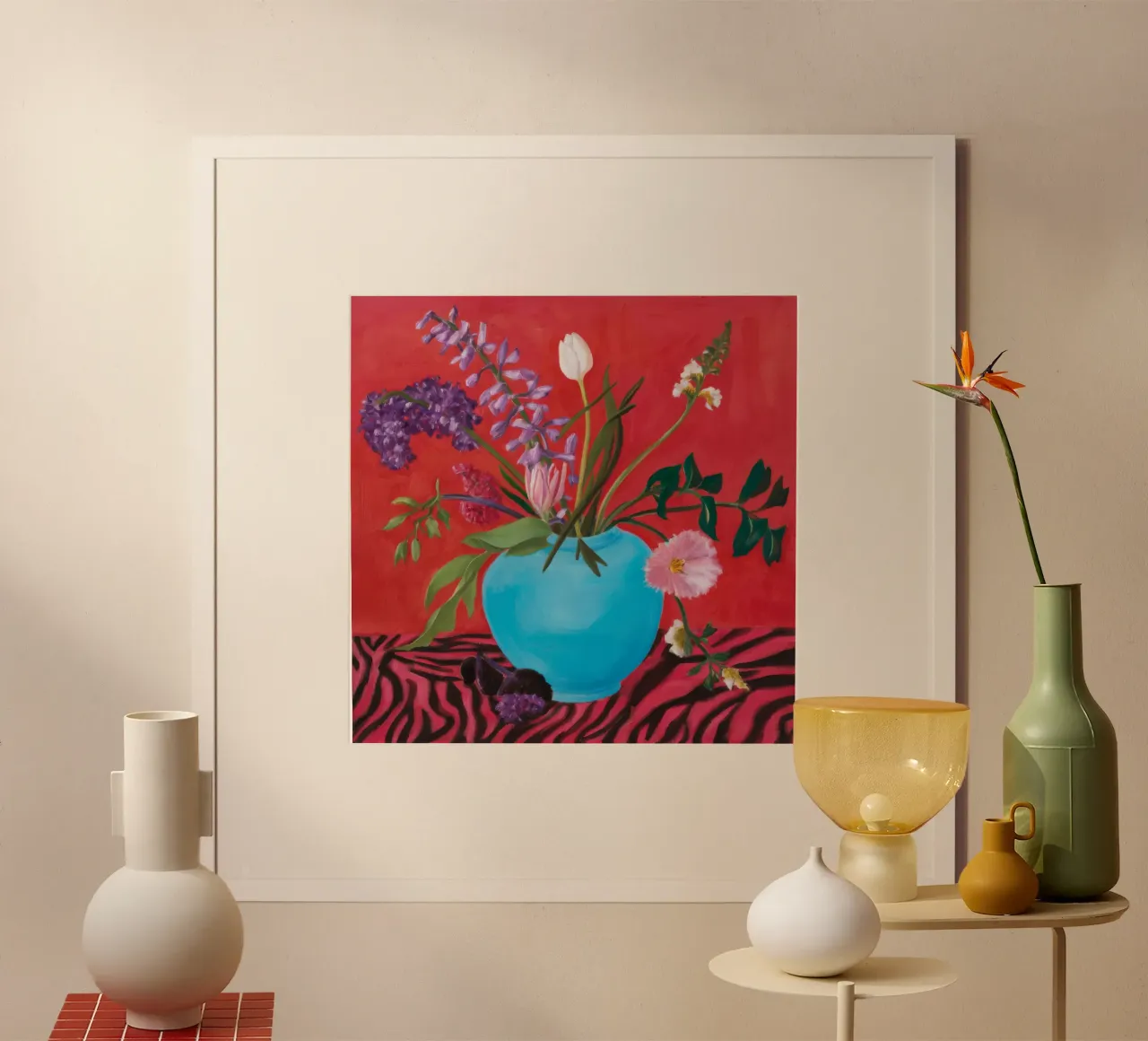 Azure Bloom Zebra poster con telaio in alluminio da Opal Strokes