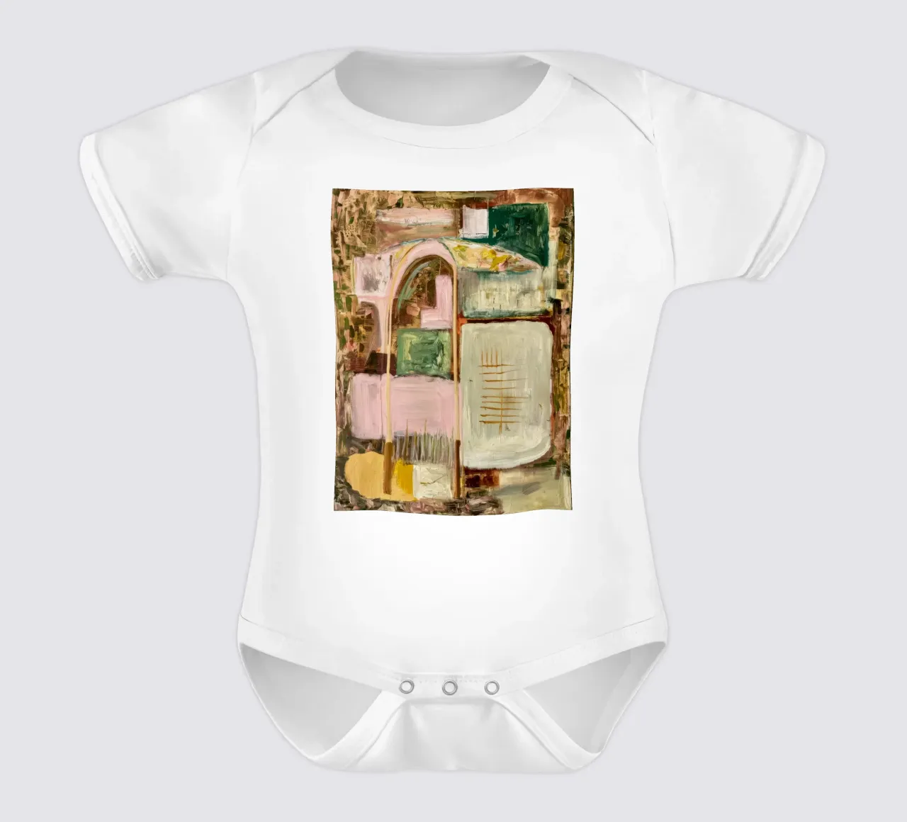 Pastellfarbenes Torbogenrelikt Kurzarm Babybody von Dream Spectrum