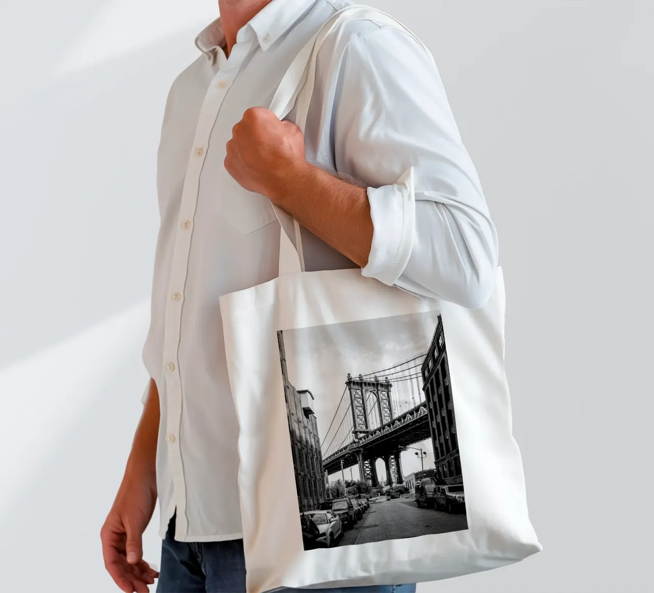Manhattan Brug Poster jute draagtas van Greatest Figure
