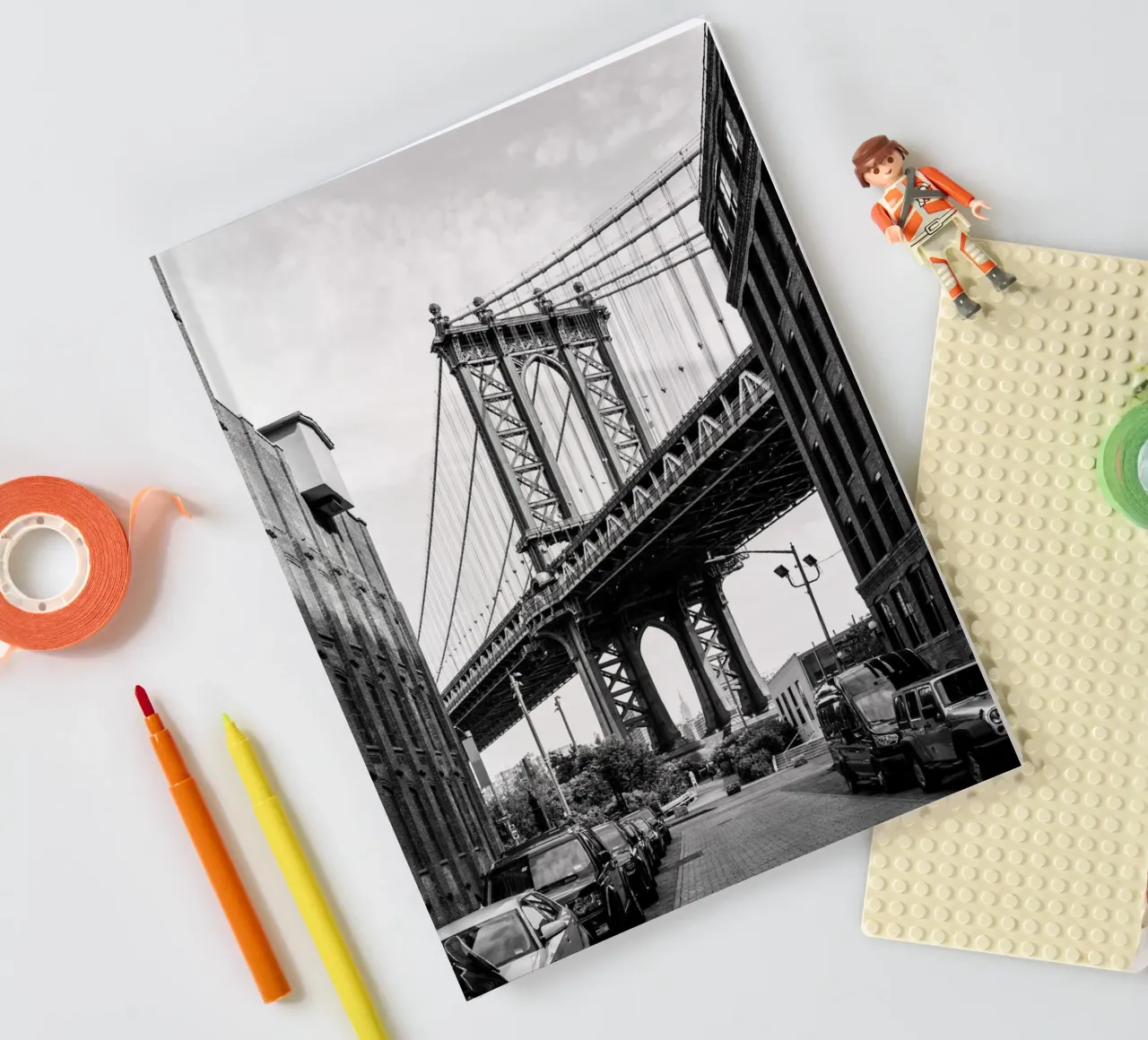 Manhattan Bridge Poster notebook by Greatest Figure