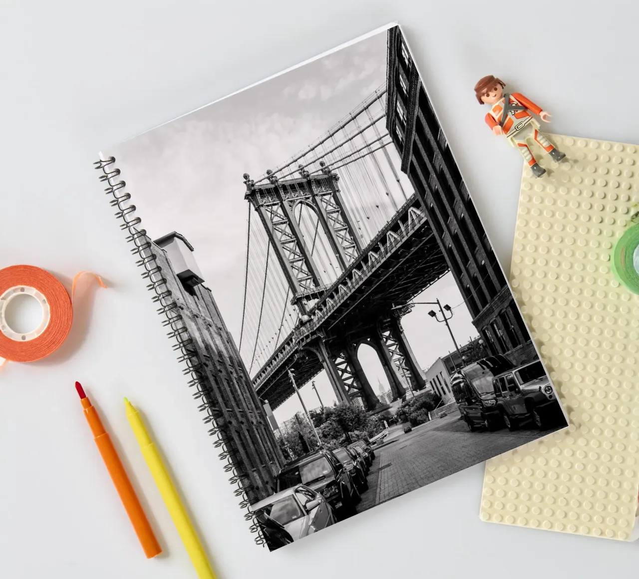 Manhattan Bridge Poster spiral notebook by Greatest Figure
