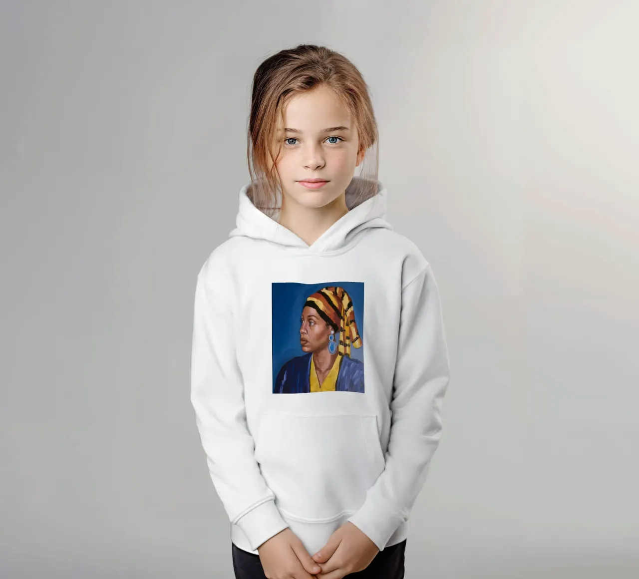 Regal Gaze Azure kids hoodie by Opal Strokes