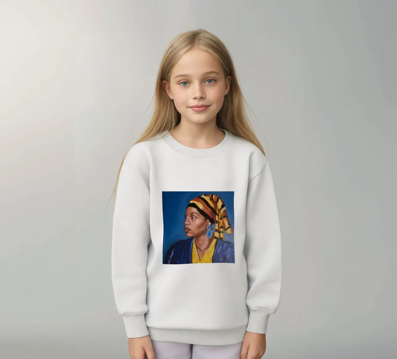 Regal Gaze Azure kids sweatshirt by Opal Strokes