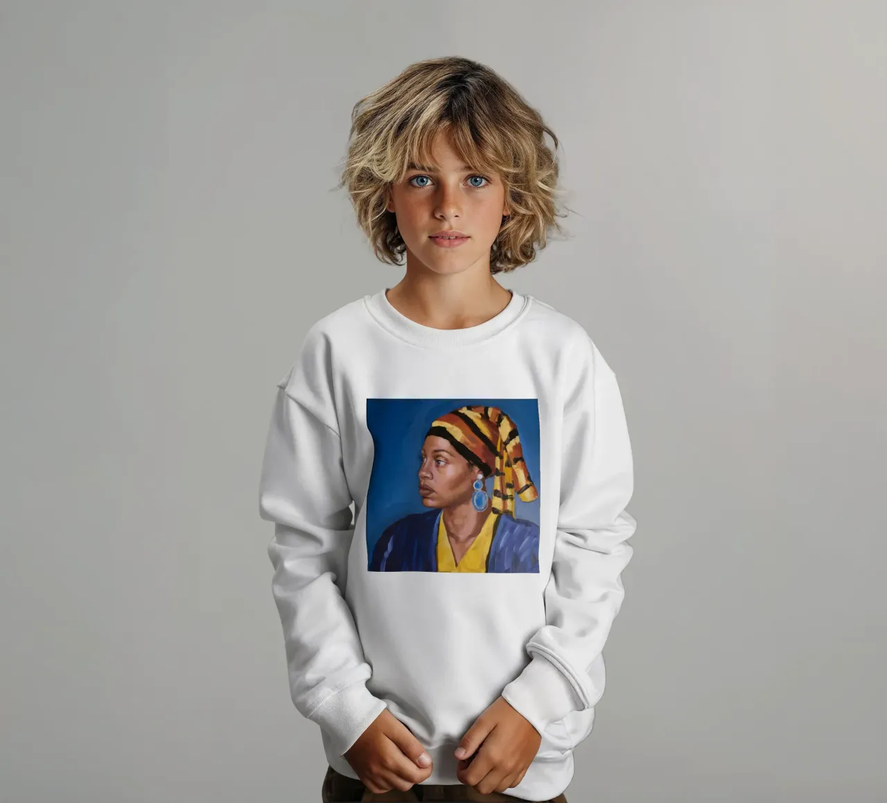 Regal Gaze Azure kids sweatshirt by Opal Strokes