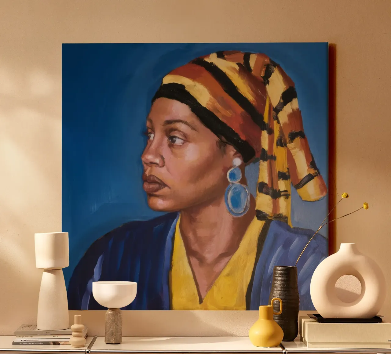 Sguardo regale azzurro tela con Cornice a cassetta da Opal Strokes