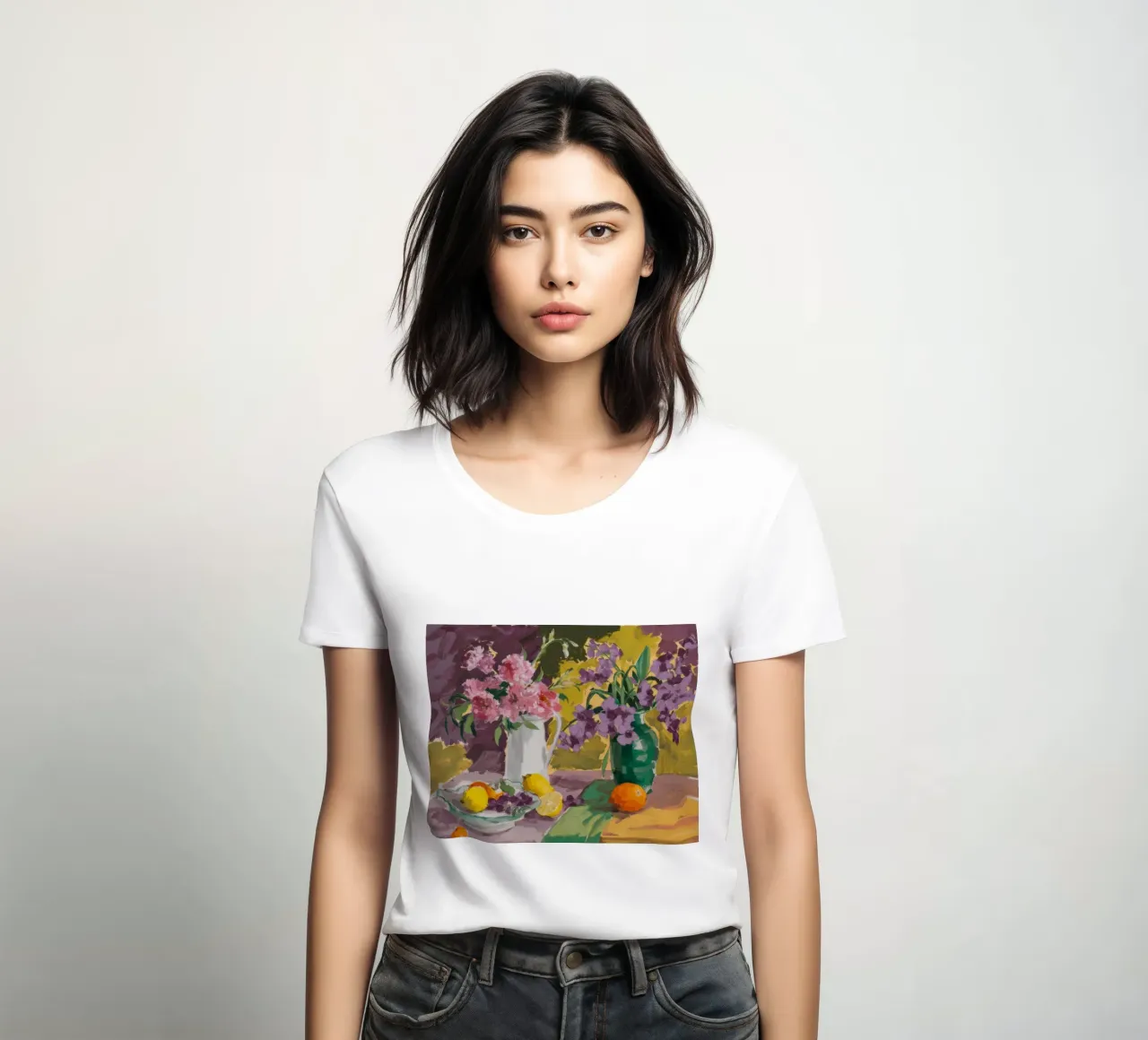 Majestic Bloom Citrus women's fitted t-shirt by Celestial Harmony