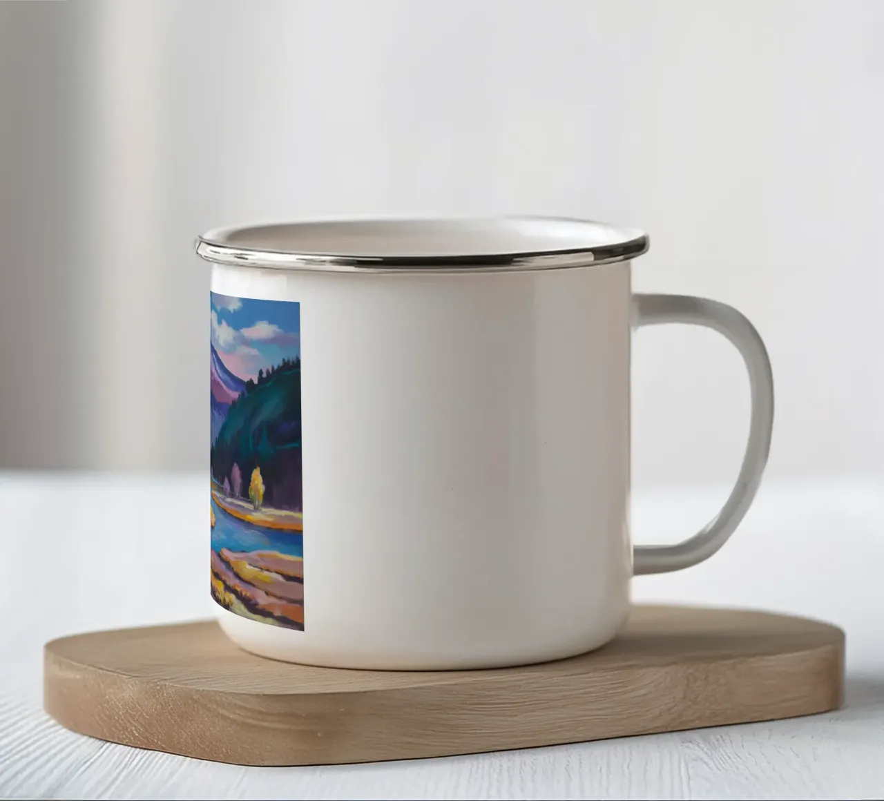 Viaggio nel fiume Azzurro tazza in smalto da Radiance Landscape
