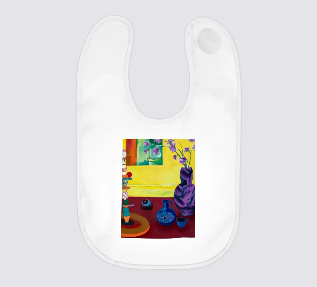 Festive Tabletop Array baby bib by Opal Strokes