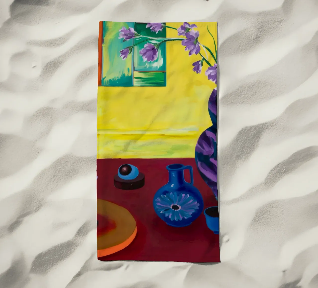 Festive Tabletop Array beach towel by Opal Strokes