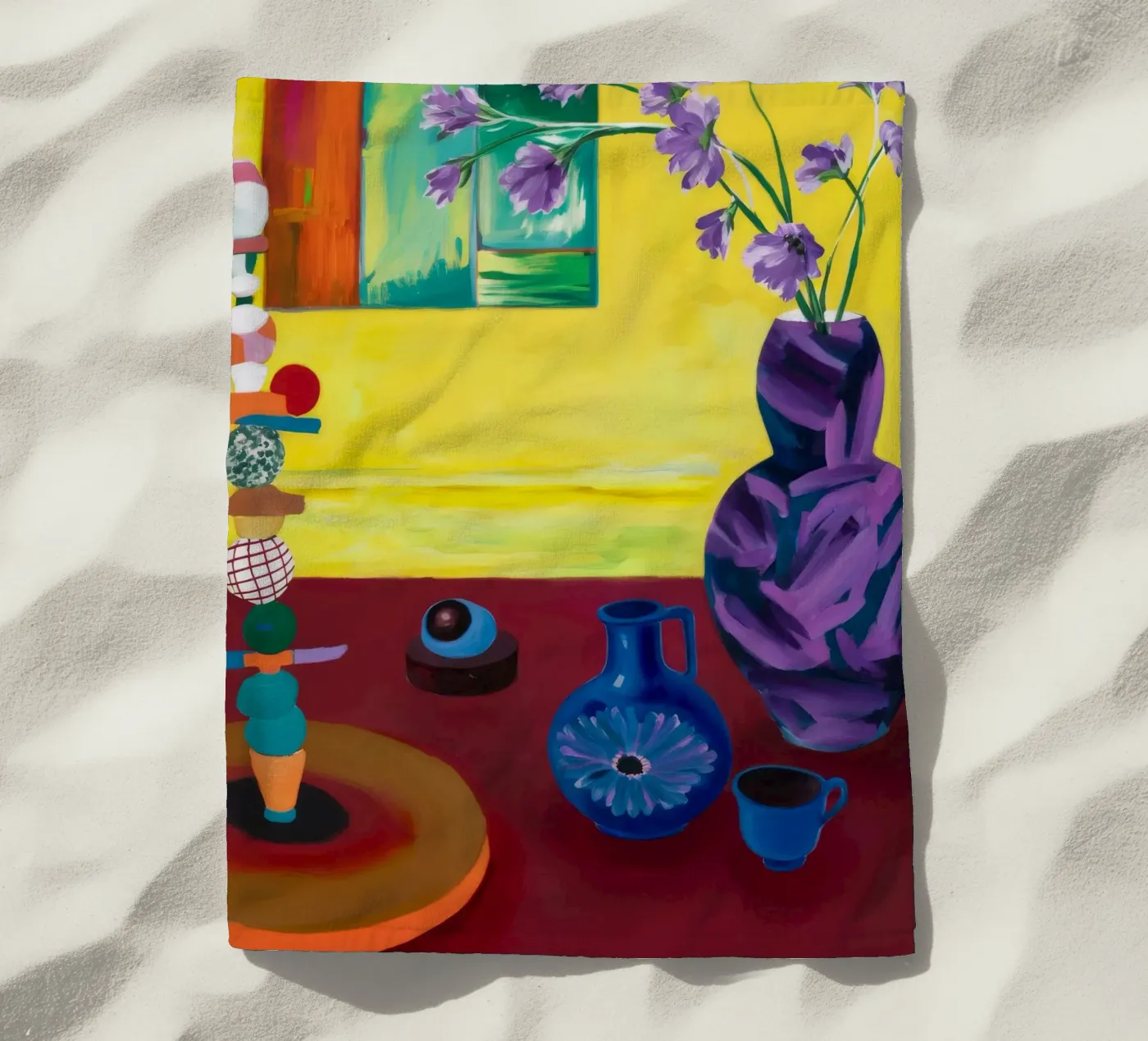 Festive Tabletop Array beach towel by Opal Strokes