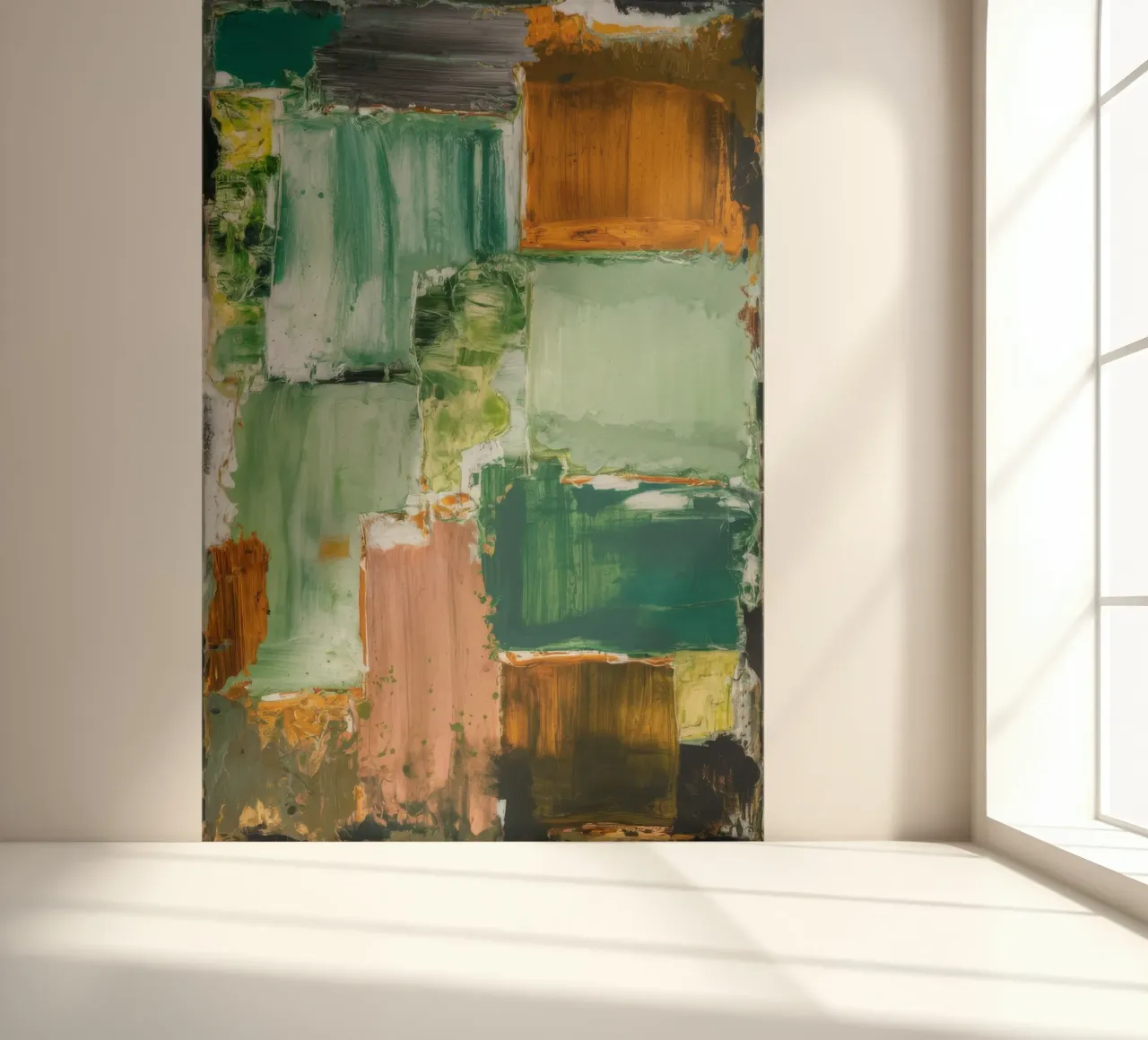 Verdant Patchwork Rust fotobehang van Dream Spectrum