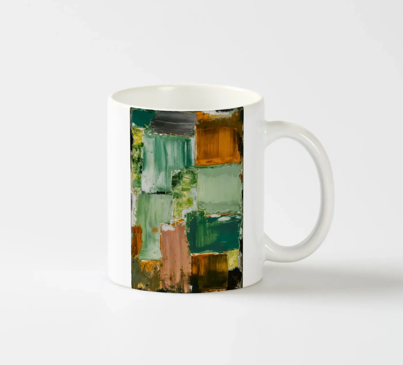 Verdant Patchwork Calm ceramic mug by Dream Spectrum
