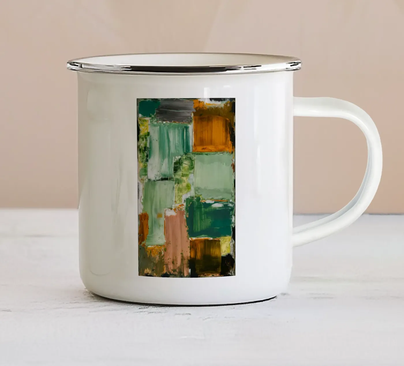 Verdant Patchwork Calm emaille mok van Dream Spectrum