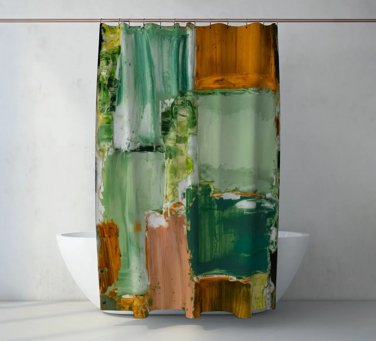 Grünes Patchwork Gelassenheit Duschvorhang von Dream Spectrum