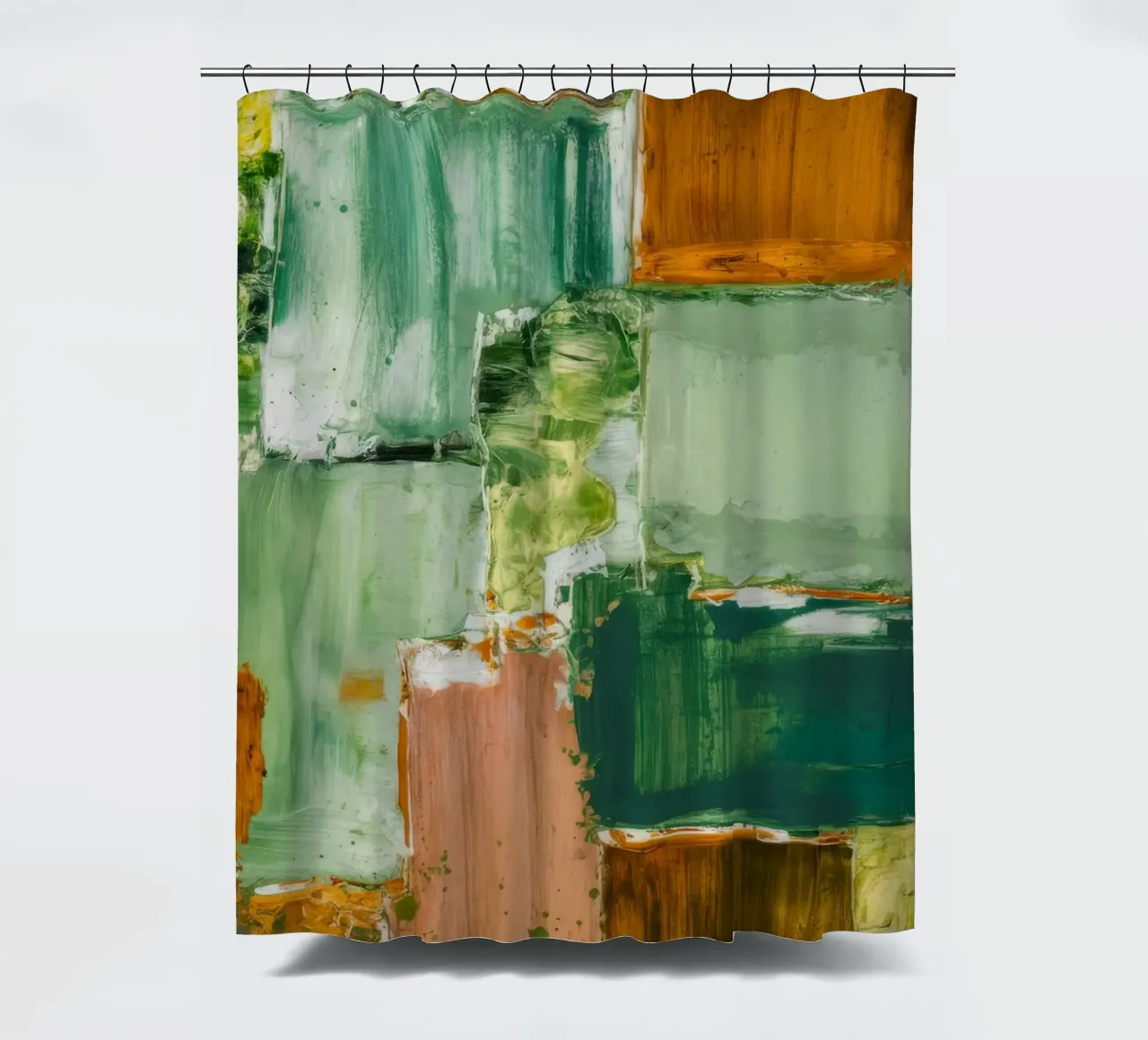 Grünes Patchwork Gelassenheit Duschvorhang von Dream Spectrum