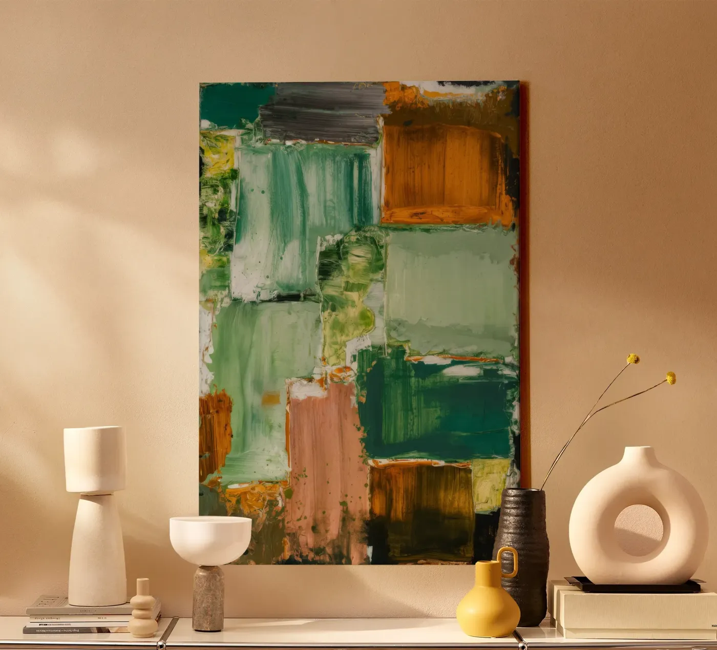 Verdant Patchwork Rust canvas van Dream Spectrum