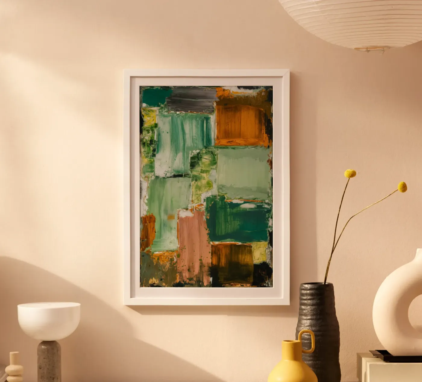 Grünes Patchwork Gelassenheit Poster von Dream Spectrum