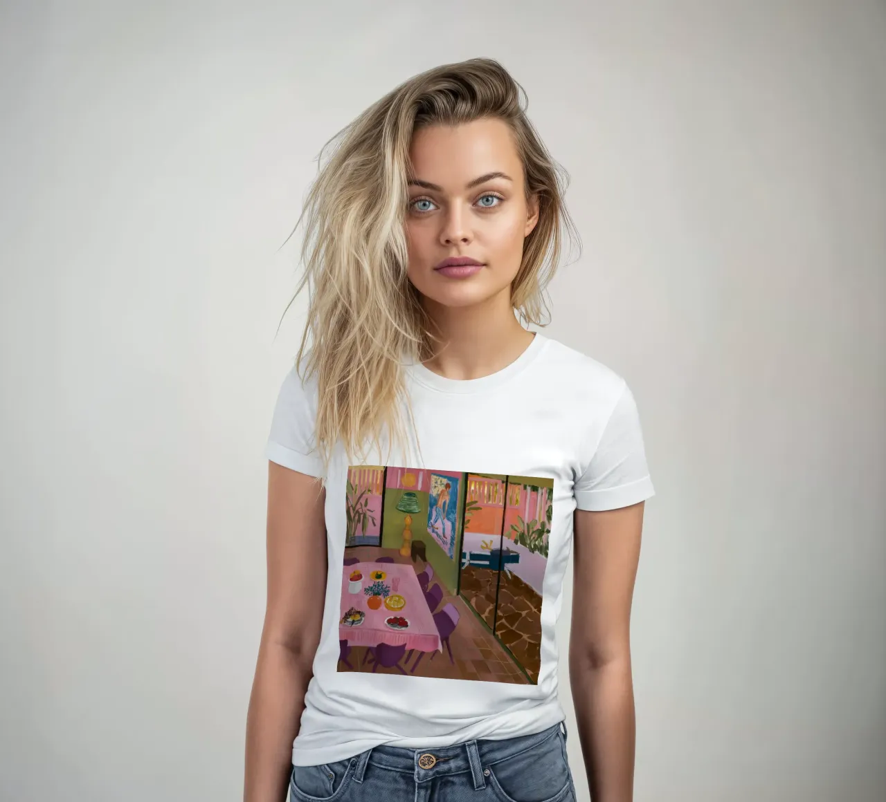 Gedempte eetkamer Vista dames t-shirt getailleerd van Opal Strokes