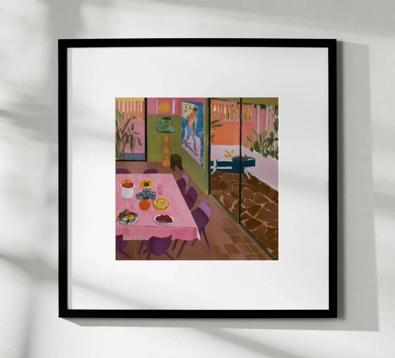 Vista da pranzo in sordina poster con telaio in legno da Opal Strokes