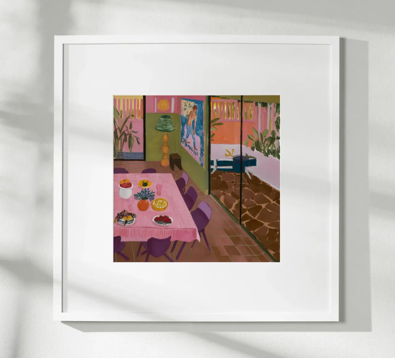 Vista da pranzo in sordina poster con telaio in legno da Opal Strokes