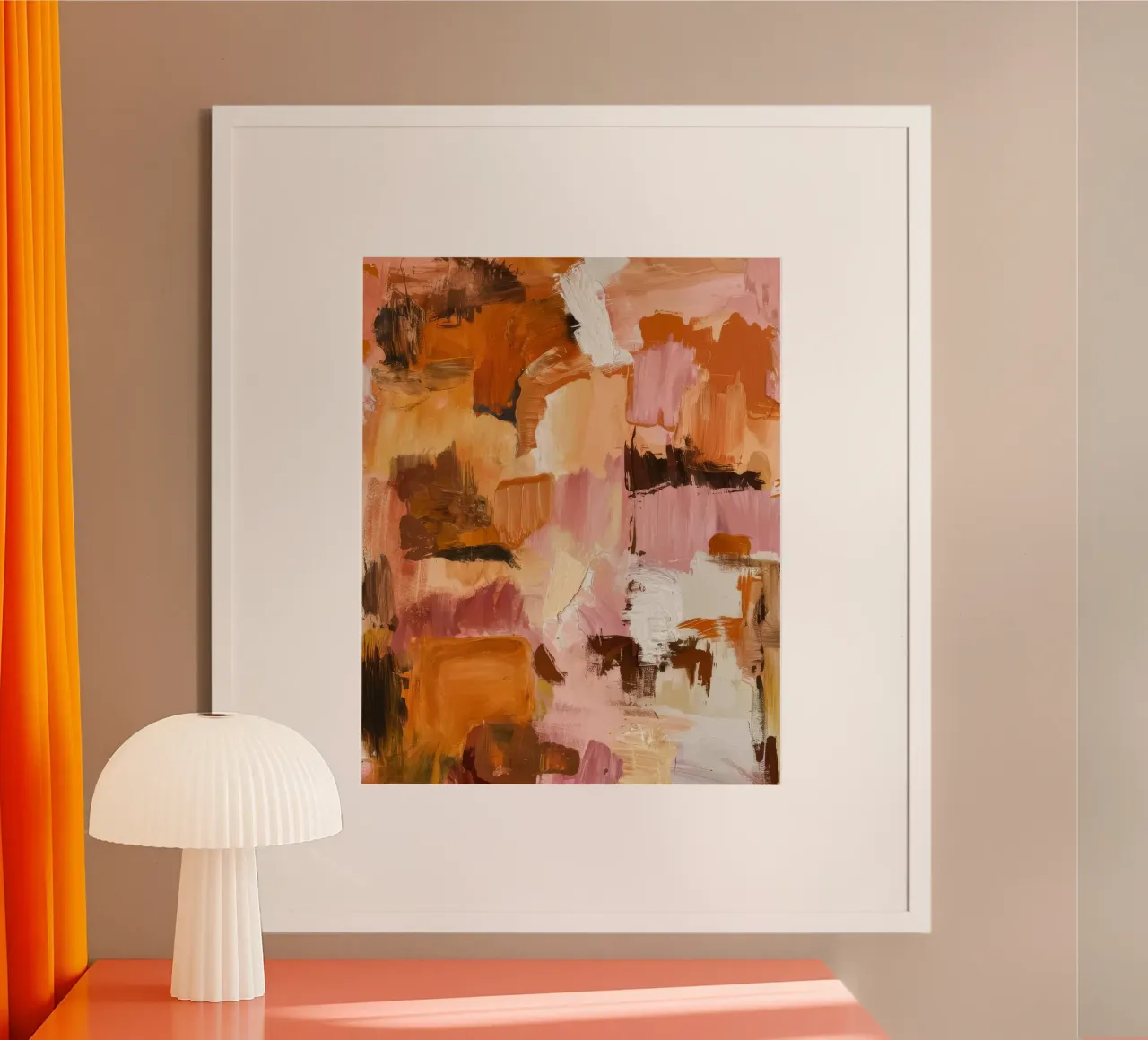 Terracotta Heat Haze poster met houten frame van Dream Spectrum