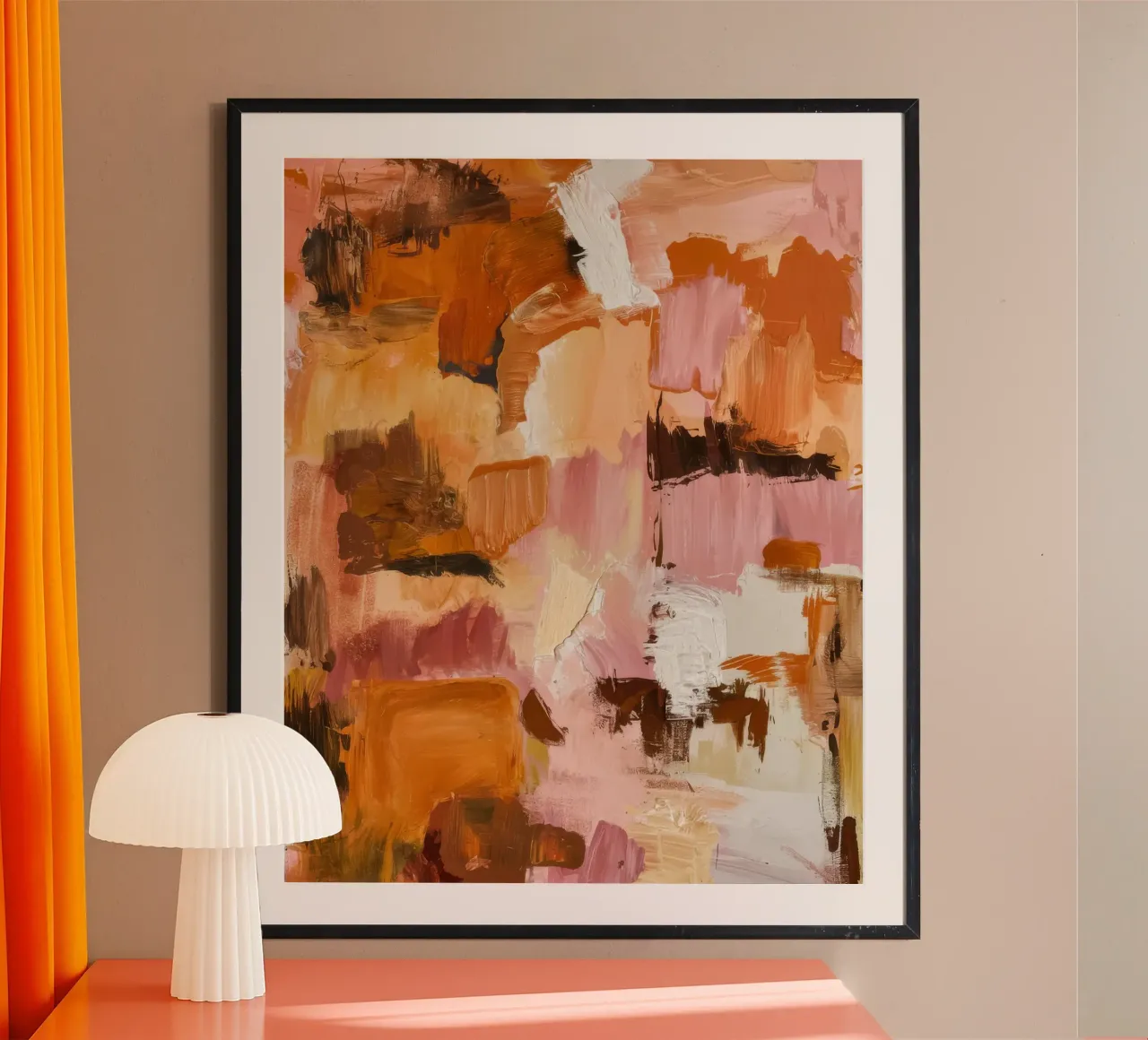 Terracotta Heat Haze poster met houten frame van Dream Spectrum