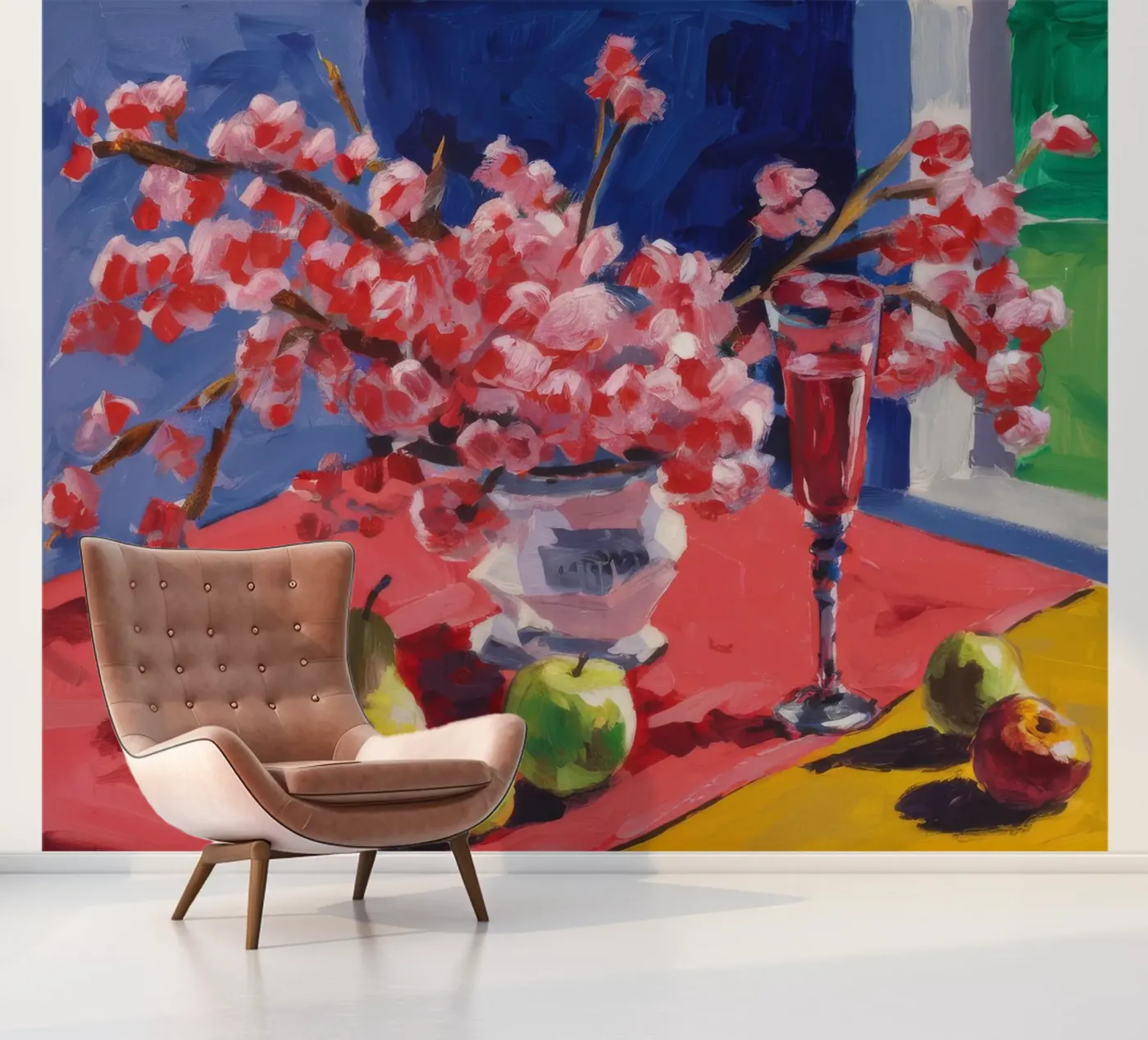 Ruby Bloom Contrast fotobehang van Celestial Harmony