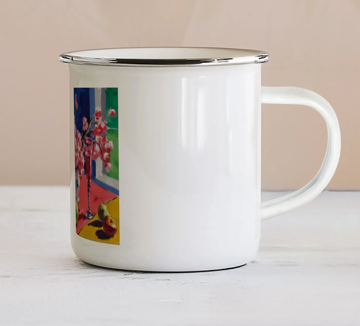 Ruby Bloom Contrast enamel mug by Celestial Harmony