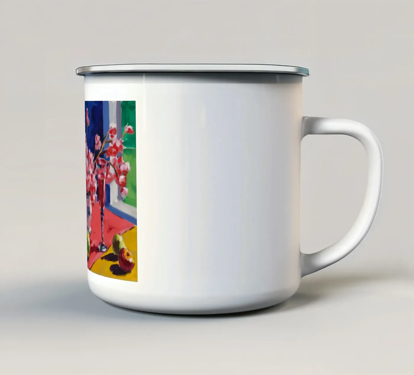Ruby Bloom Contrast enamel mug by Celestial Harmony