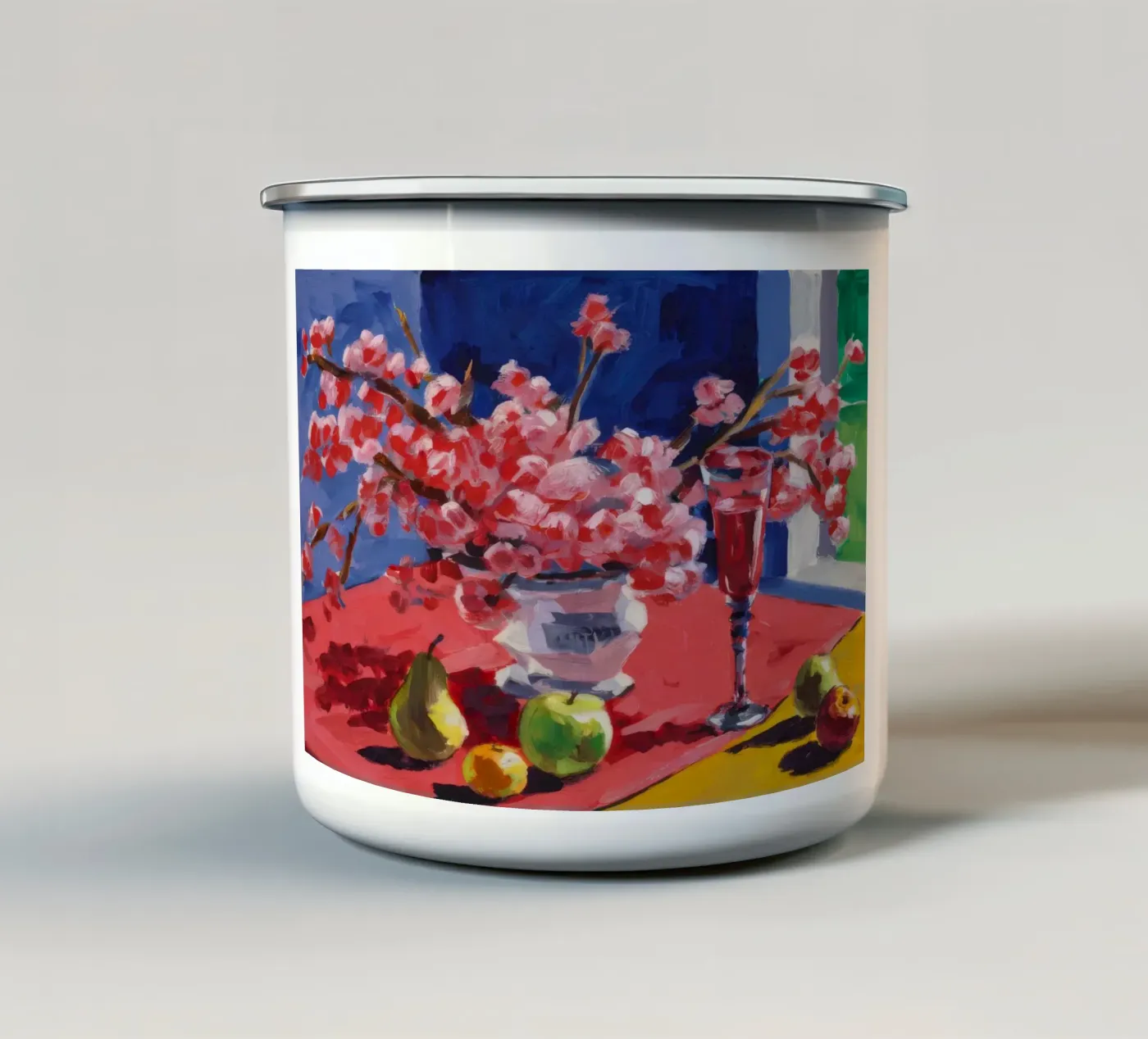 Ruby Bloom Contrast enamel mug by Celestial Harmony