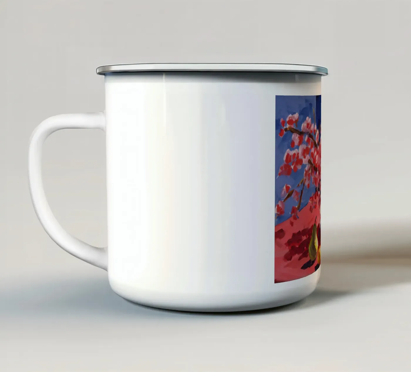 Ruby Bloom Contrast enamel mug by Celestial Harmony