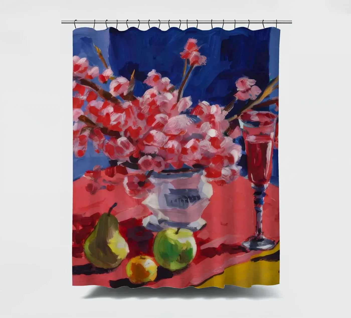Ruby Bloom Contrast shower curtain by Celestial Harmony